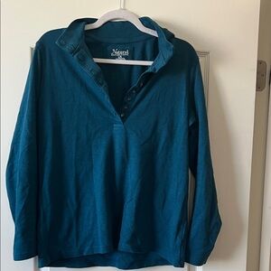 Natural Reflections Teal Long-Sleeve Polo Top
